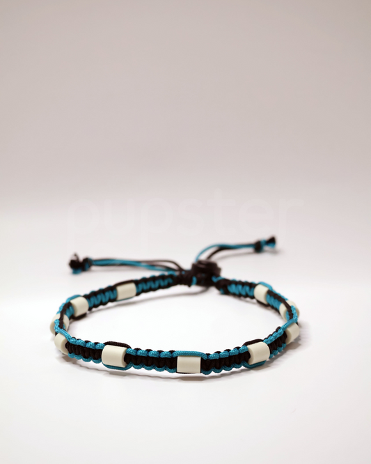 Colier antiparazitar dar si decorativ cu margele ceramice EM®, cu impletitura din paracord